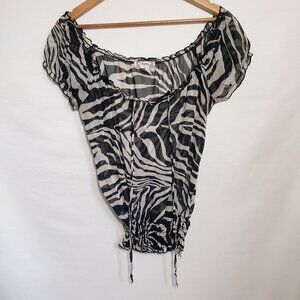 Vintage Y2K sheer crop top in zebra/animal print Ethereal Coquette 2000's Fall